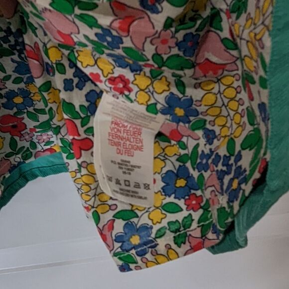 Mini Boden Green Teal Corduroy Short Sleeve Tiered Dress Girls Size 8 9 - Picture 6 of 7